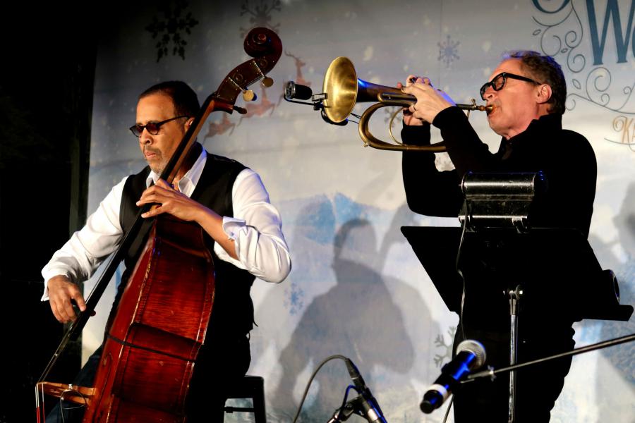 Stanley Clarke and Mark Isham at a Jazz concert organized by the Church of Scientology at Winter Wonderland in the Crossroads Art District of Kansas City, Missouri