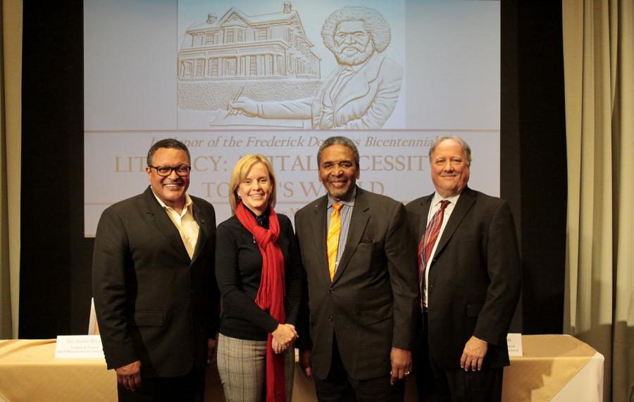Literacy: A Vital Necessity in Today’s World event panelists, Mr. Ken Morris, Ms. Barbie Rivera, Mr. Frank Smith, Mr. John Stanard