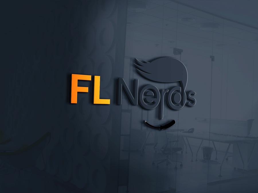 FLNerd Logo that's orange and black with the Nerd figure in the center