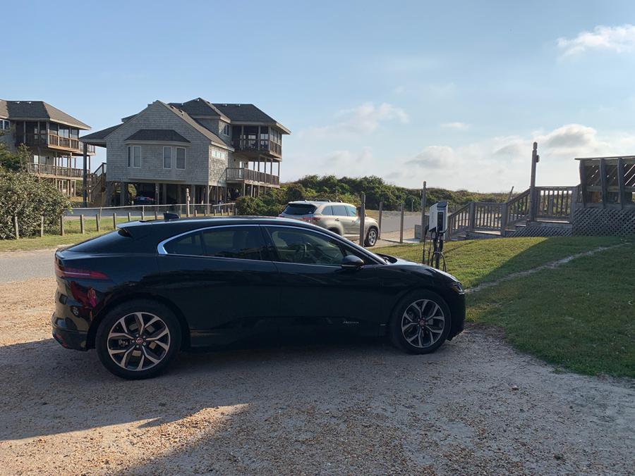 SemaConnect smart EV charging stations on dual pedestal at condo resort in North Carolina