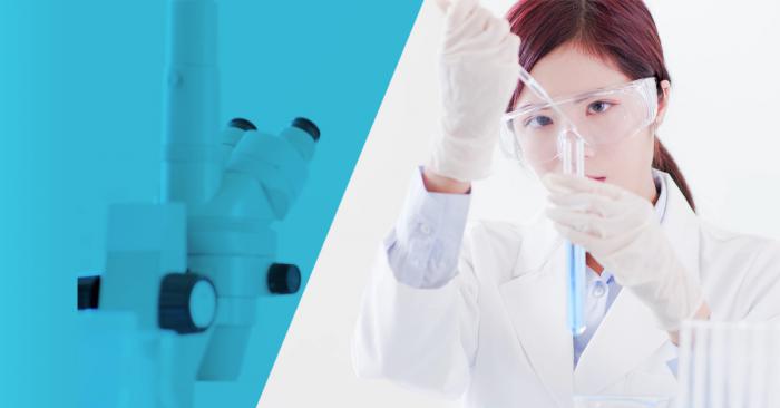 Image of woman working in a chemicals laboratory
