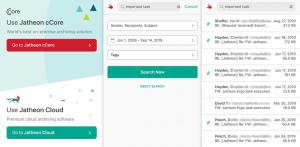 Jatheon Archive App for iOS and Android UI