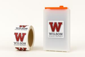 Customized NuKase with stickers of school logo.