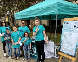 Volunteers set up a booth in Balboa Park to spread a drug-free message in a city facing a drug-abuse crisis.