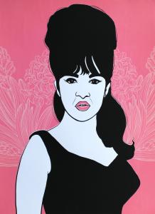 Ronnie Spector | Hyacinth is an 18×24” screen print on paper by Heidi Phelps, paying tribute to the magnetic voice and rebellious spirit of Ronnie Spector. The Hyacinth represents sorrow, strength, and perseverance — echoing Spector’s journey and her impa