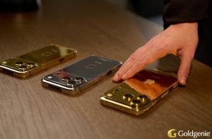 24K Gold iPhone 17 Pro Max luxury edition handcrafted by Goldgenie with mirror-polished gold finish and premium detailing.