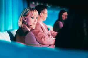 Adryenn Ashley speaking on panel in Bermuda