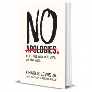 No Apologies Book Cover with black and red text on a white background
