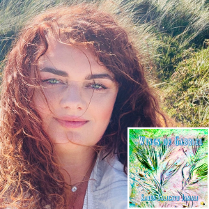 Portrat of Karen Salicath Jamali and cover of the album Wings of Gabriel
