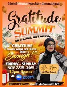 Alia Noor is a guest speaker at the Gratitude Summit 2025