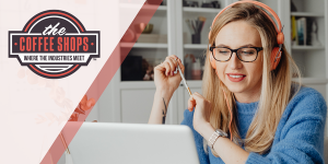 woman wearing headphones at a computer