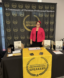 Katie Hornor in the NCAPS speaker booth