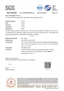 The Front page of the Test Report issued and certified by SGS