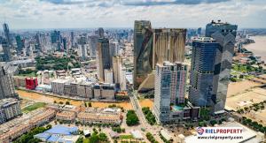 Modern Phnom Penh skyline in Cambodia, showcasing the city's growth