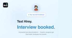 Hirey’s AI job scout ‘Rey’ with the message: Text Hirey, interview booked.