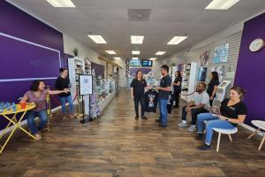 Carolina Hemp Hut Durham Dispensary with Patrons and Tiki Bar