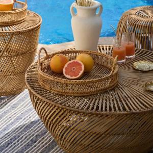 Modern round coffee table Dubai outdoor setup