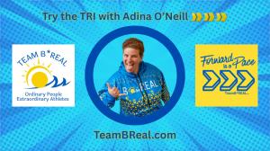 blue burst background, moan smiling in circle and forward is a pace and team breal logos