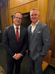 Hon Matt Keogh MP, Minister for Veterans’ Affairs and Defence Personnel, and Rod Martin co-founder of GO2 Health standing together at the Press Club address in Canberra