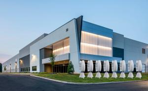 Flower Turbines Outside a Building