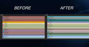 Screenshot showing the updated user interface of VSDC Free Video Editor, focusing on the timeline section with a new, softer color palette designed for better visual comfort during editing