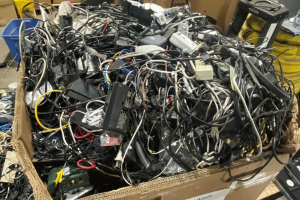 Gaylord full of mixed wiring and electronics