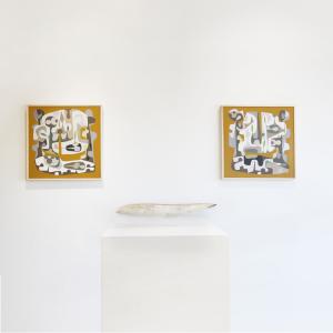 Installation view of John Paul Philippe paintings in Exhibit by Aberson Gallery