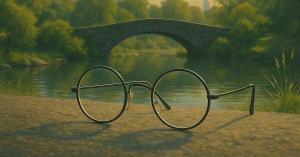 Lennon-style glasses on a stone ledge in Central Park, artwork for TAW-N’s single “As If Nothing Ever Happened”