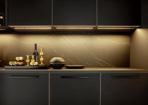 A kitchen with style! The FLAIR front is characterised by its elegant-looking edges in a stainless steel or brass look, therefore creating skilful highlights.
