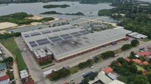 Large commercial rooftop solar installation engineered by Solaren in Cebu, built for tropical heat, wind, salt and local grid variability.