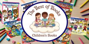 Logo for The Best of Books shown on a craft table surrounded by colored pencils.