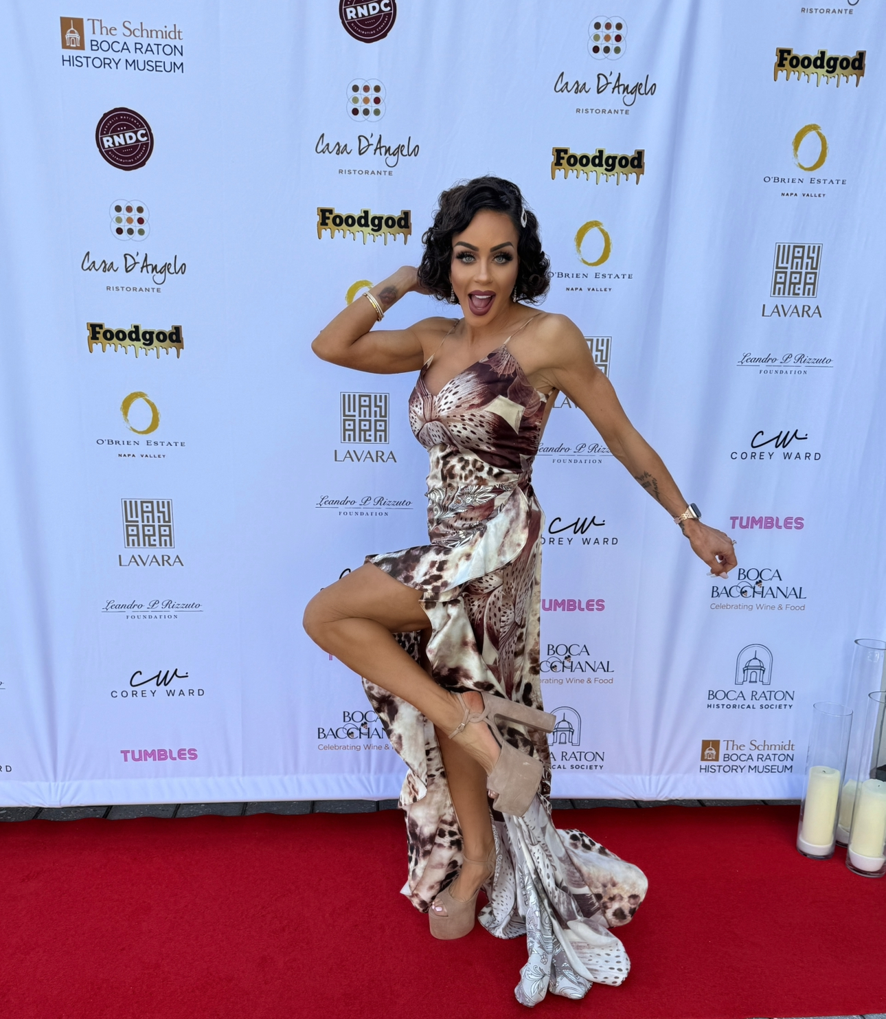 Maria Cozamanis attends a Palm Beach red-carpet event, showcasing the vibrant personality and high-energy style that have made her a standout in South Florida’s luxury and entertainment scene.