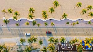 Miami Beach aereal view of real estate and road