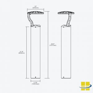 ABAR LED Bollard Light - Vandal-Resistant and Field Configurable (Fixture Dimensions)