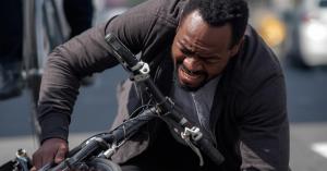 A bicyclist was injured when he collided with the gate.