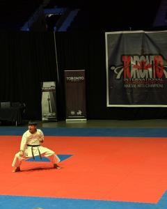 Martial Artist Eli Cooper Performing Ohan at the Night Show Finals of the Toronto International Tournament of Martial Arts Championships