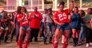 Dancing in downtown Dallas at AT&T Discovery District