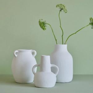 White ceramic vases handmade in Bali for modern Dubai interiors
