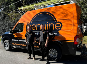 Genuine heating and cooling team member with Van