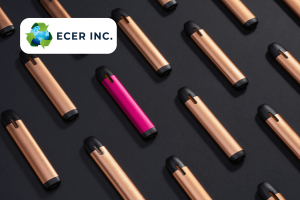 Disposable vape devices on a black background