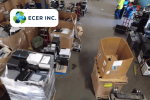 Inside of an electronics recycling warehouse