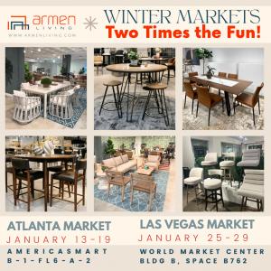 Discover Armen Living’s award-winning outdoor collections Atlanta Market Jan 13-19, 2026, and full category of new arrivals including new indoor and outdoor furniture at Las Vegas Market, Jan 25-29, 2026.