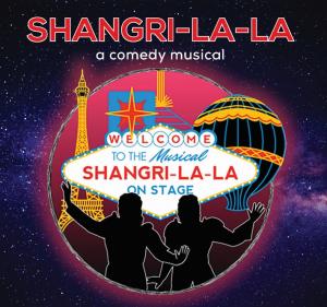 Logo of the Comedy Musical Shangri-La-La by Mike Meier & Peter Giambalvo.