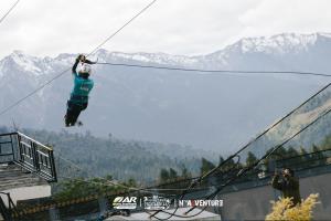 Testing a zip line high in the Eastern Himalaya ready for Adventure@Mechukha