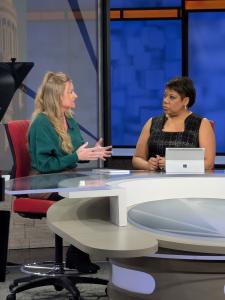 Shebly describing to the host of a local TV show why she wrote Market Like a BOSS