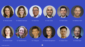 Parallel Health's Dermatology AI Advisory Team": (L-R) Drs. Nicole Annest, Melissa Camouse, David Chu, Alvin Coda, Ramin Fathi, Matthew Hand, Deirdre Hooper, Rachael Moore, Tri Nguyen, Roberta Sengelmann, Seaver Soon, and Dan Zelac — a cohort of boa