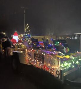 Russian River Railbikes float in the Calistoga Lighted Tractor Parade 2025