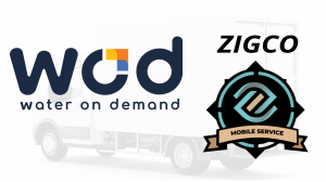 graphic of Water On Dedmand and ZIGCO logods over a truck