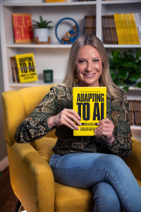 Author and behavioral scientist Dr. Michelle Rozen with her new book on AI adaptation and tools for navigating rapid workplace change through the AI transformation