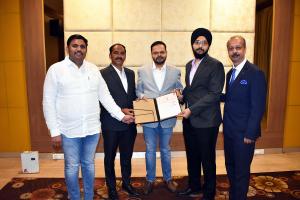 (L to R) Mr. Gahininath Narawade, Mr. Sachin Malgunde, and Mr. Tushar Kale (Partners, Ranjangaon Hotel LLP), Mr. Pawandeep Singh (Director – Development, Sayaji Hotels LLP), and Mr. Sandeep Roy (CEO, SeaHorse Hospitality Consulting).